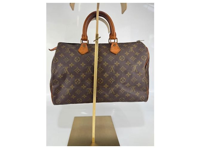 Borsa a mano Louis Vuitton Speedy Monogram in pelle marrone - vista 5