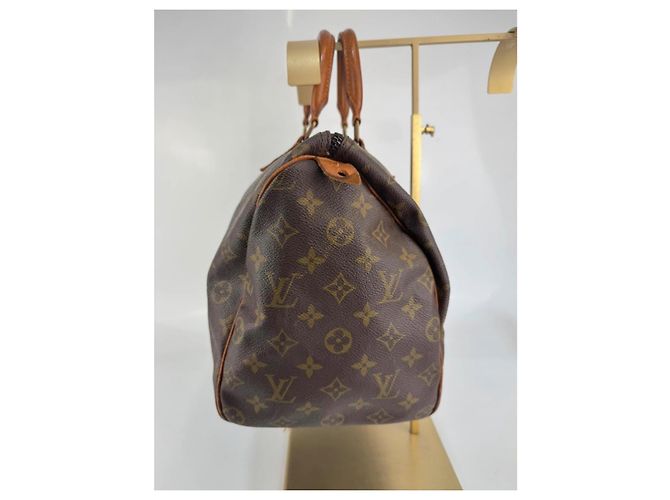 Borsa a mano Louis Vuitton Speedy Monogram in pelle marrone - vista 6