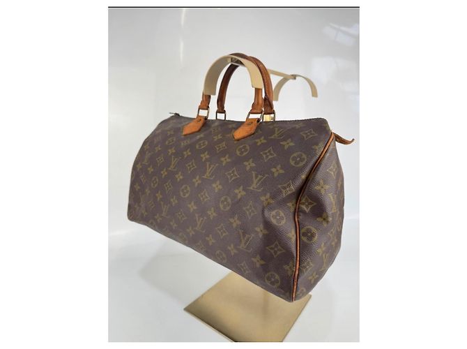 Borsa a mano Louis Vuitton Speedy Monogram in pelle marrone - vista 7