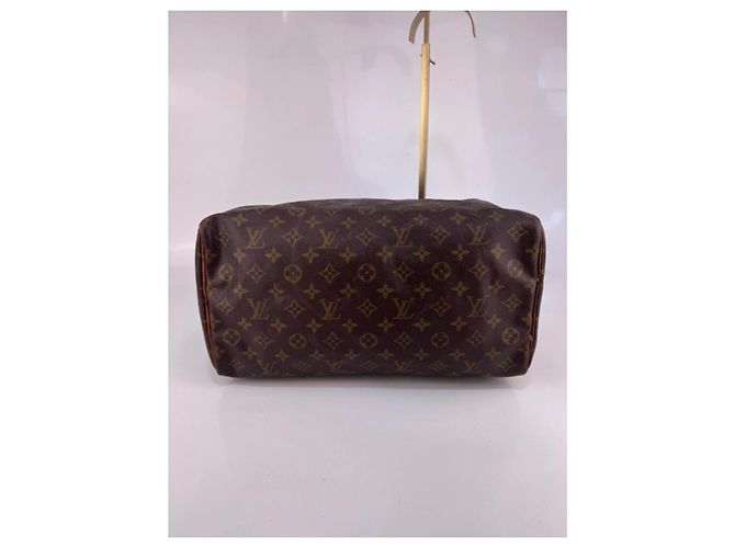 Borsa a mano Louis Vuitton Speedy Monogram in pelle marrone - vista 8