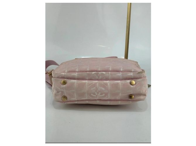 Bolsa de ombro Chanel em lona e couro Rosa 253 - vista 11