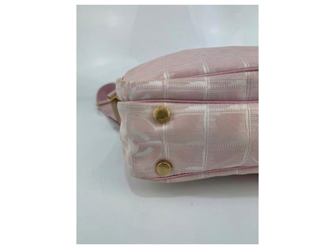 Bolsa de ombro Chanel em lona e couro Rosa 253 - vista 12