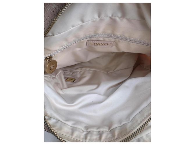 Bolsa de ombro Chanel em lona e couro Rosa 253 - vista 13