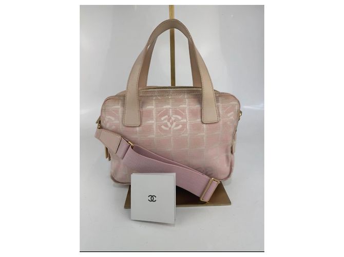 Bolsa de ombro Chanel em lona e couro Rosa 253 - vista 2