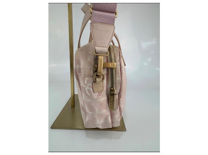 Bolsa de ombro Chanel em lona e couro Rosa 253 - vista 4