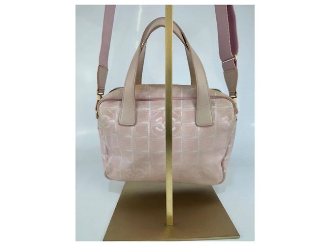 Bolsa de ombro Chanel em lona e couro Rosa 253 - vista 5