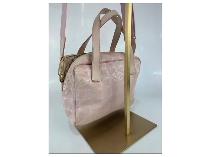 Bolsa de ombro Chanel em lona e couro Rosa 253 - vista 6