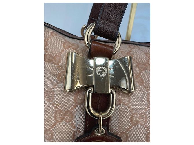 Borsa a spalla Gucci in tela e pelle marrone 261 - vista 10