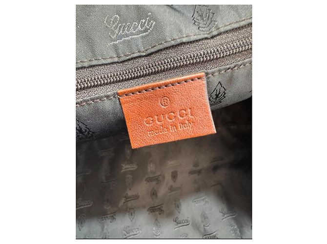 Borsa a spalla Gucci in tela e pelle marrone 261 - vista 13