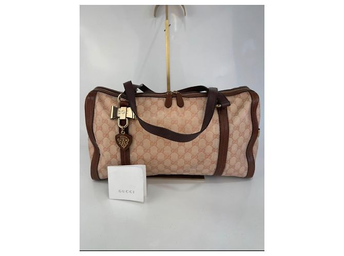 Borsa a spalla Gucci in tela e pelle marrone 261 - vista 2