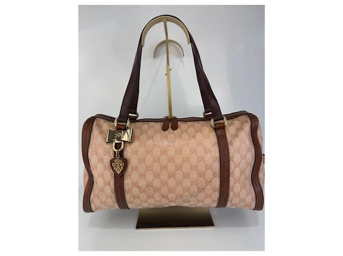 Borsa a spalla Gucci in tela e pelle marrone 261 - vista 5