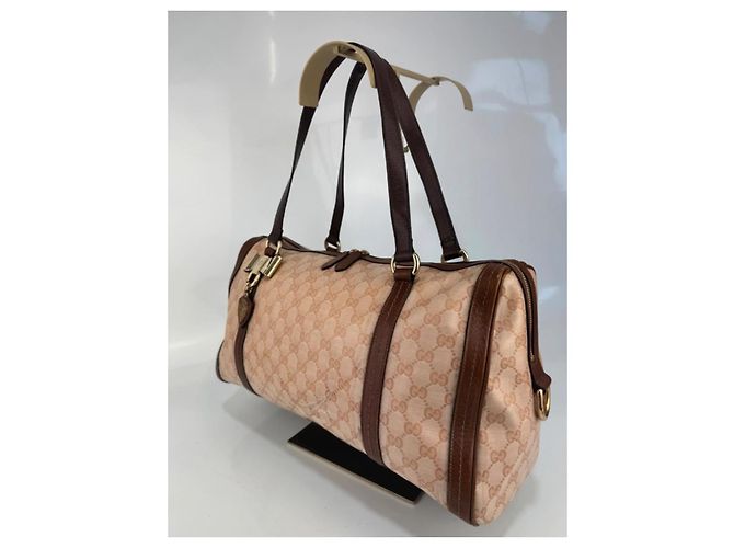 Borsa a spalla Gucci in tela e pelle marrone 261 - vista 6