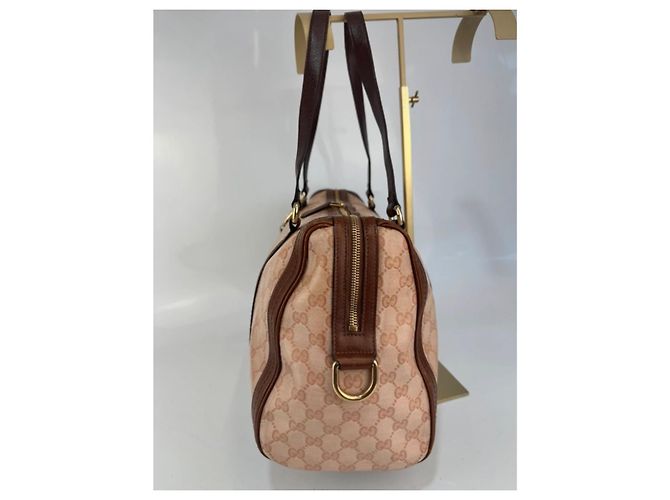 Borsa a spalla Gucci in tela e pelle marrone 261 - vista 7