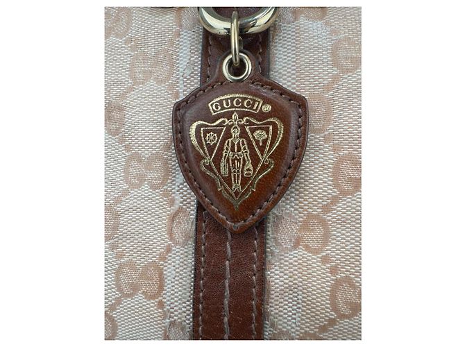 Borsa a spalla Gucci in tela e pelle marrone 261 - vista 9