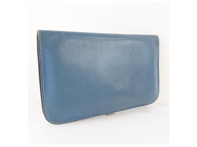 Cartera combinada Dogon Duo de cuero Hermès Azul - vista 3