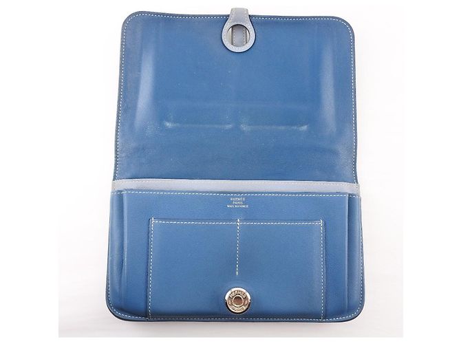Cartera combinada Dogon Duo de cuero Hermès Azul - vista 4