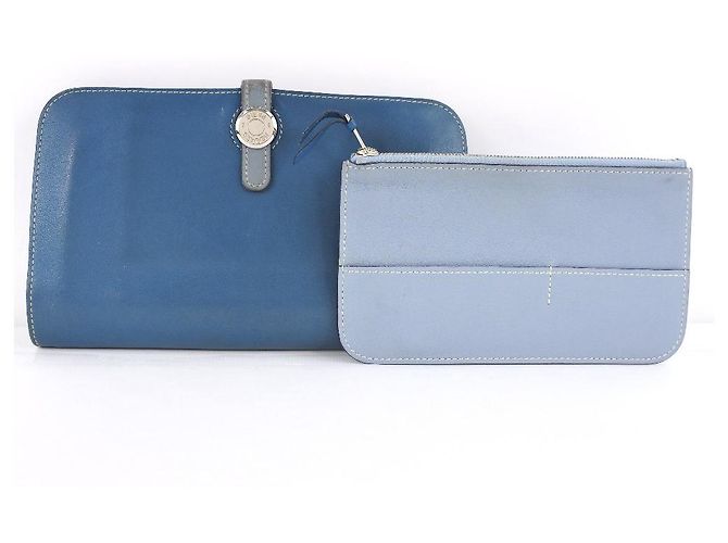 Cartera combinada Dogon Duo de cuero Hermès Azul - vista 7