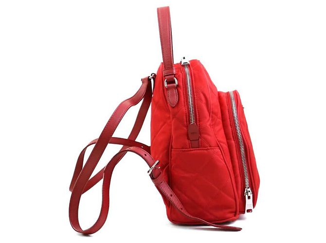 Prada Rucksack aus gestepptem Nylon und Leder Rot - Ansicht 2