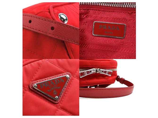 Prada Rucksack aus gestepptem Nylon und Leder Rot - Ansicht 5