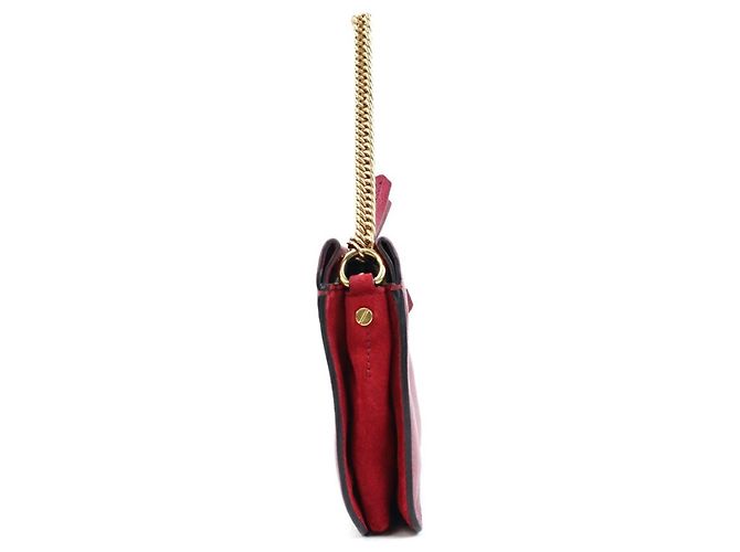Bolsa de Ombro de Couro e Camurça Givenchy Vermelho Bordeaux - vista 2