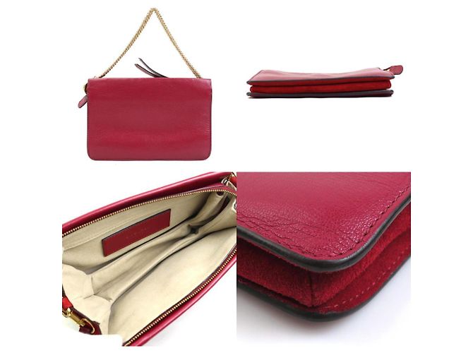 Bolsa de Ombro de Couro e Camurça Givenchy Vermelho Bordeaux - vista 3