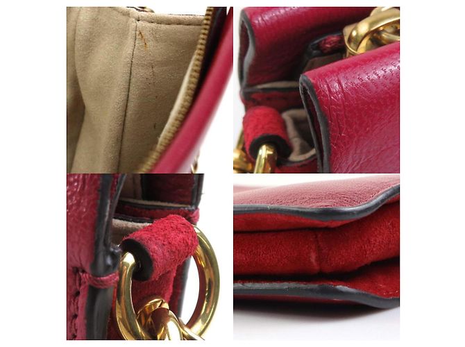 Bolsa de Ombro de Couro e Camurça Givenchy Vermelho Bordeaux - vista 4