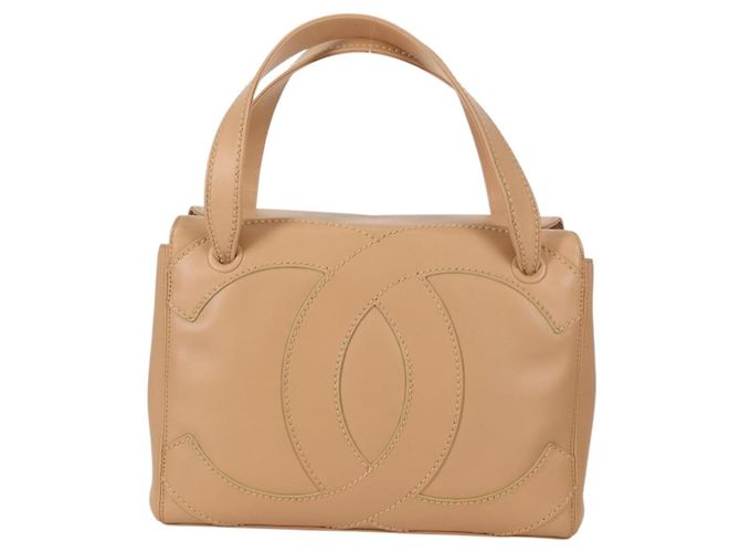Bolsa tote Chanel CC Stitch em couro de cordeiro médio Bege - vista 2