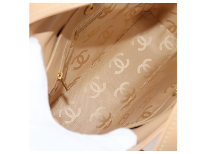 Bolsa tote Chanel CC Stitch em couro de cordeiro médio Bege - vista 5