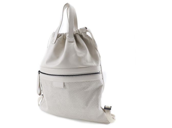 Bottega Veneta Drawstring Backpack Perforated Leather Large Beige - view 3