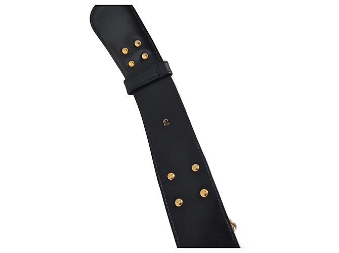 Céline Gürtel aus schwarzem Leder mit goldener Kette - Ansicht 2