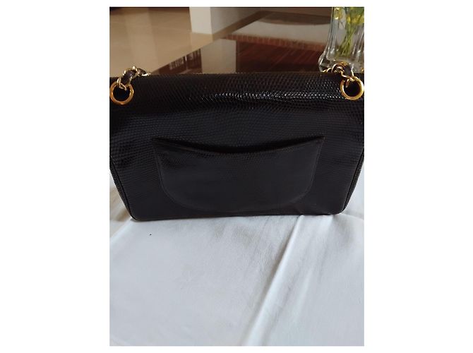 Borsa Chanel Timeless Classic in pelle di lucertola marrone con finiture oro - vista 3