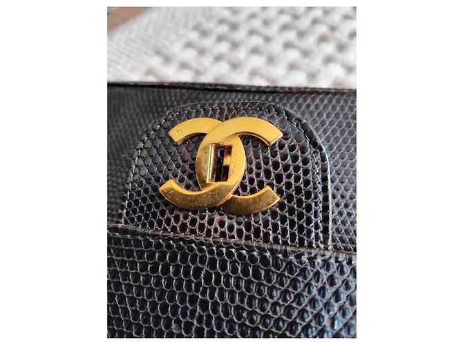 Borsa Chanel Timeless Classic in pelle di lucertola marrone con finiture oro - vista 4
