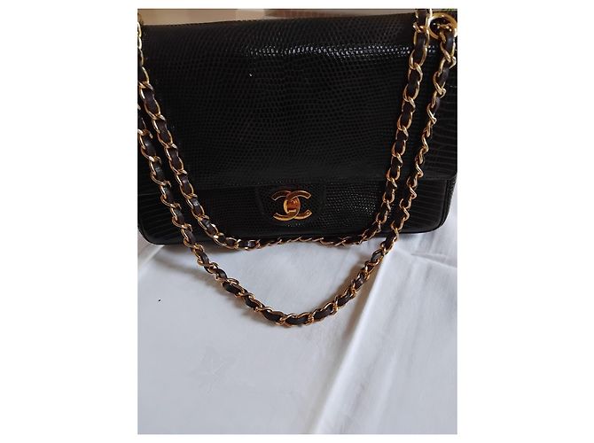 Borsa Chanel Timeless Classic in pelle di lucertola marrone con finiture oro - vista 6