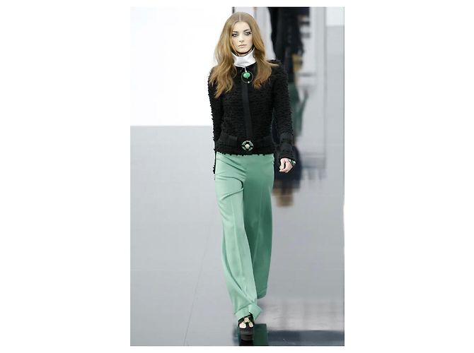 Cintura Chanel Gripoix in pelle e suede nero e verde - vista 14