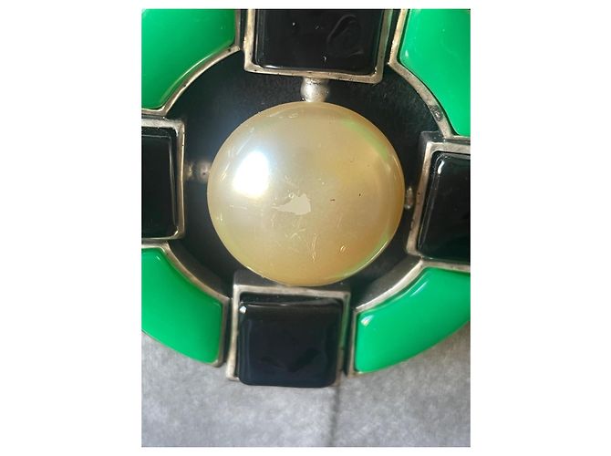 Cintura Chanel Gripoix in pelle e suede nero e verde - vista 3