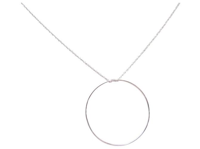 COLLAR GINETTE NY CÍRCULO BLANCO EN CADENA CCE001G EN ORO BLANCO DE 18K Plata - vista 2