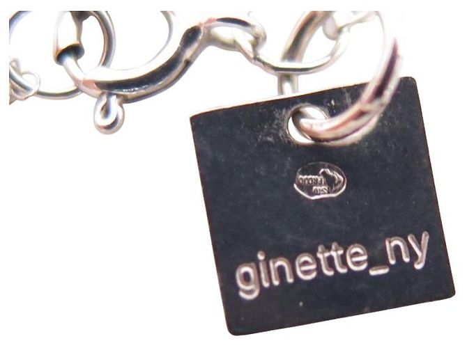 COLLAR GINETTE NY CÍRCULO BLANCO EN CADENA CCE001G EN ORO BLANCO DE 18K Plata - vista 5