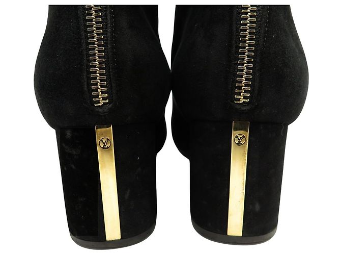STIVALI ANKLE LOUIS VUITTON 39 IN CAMOSCIO NERO DEER SHOES - vista 5