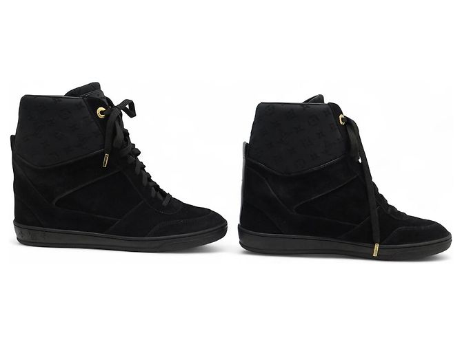 ZAPATOS DE DEPORTIVA CON TACÓN CUÑA LOUIS VUITTON MONOGRAMA 39.5 SEDA Negro - vista 3