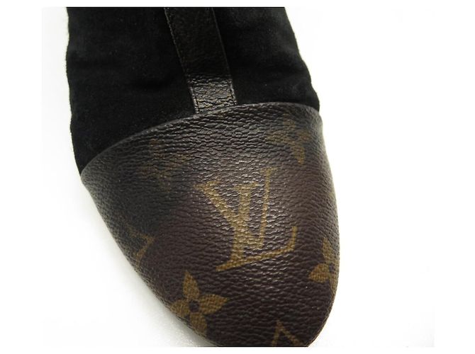 STIVALI CAVALIERI REVIVAL LOUIS VUITTON 39 MONOGRAMMA E CAMOSCIO Nero - vista 11