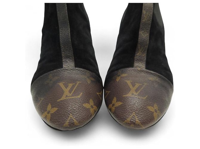 STIVALI CAVALIERI REVIVAL LOUIS VUITTON 39 MONOGRAMMA E CAMOSCIO Nero - vista 4