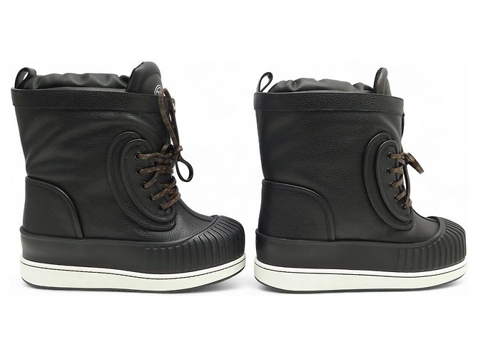 NUEVAS BOTINES LOUIS VUITTON 1A8C08 SLALOM FLAT HALF BOOTS MONOGRAM 40 NIEVE Negro - vista 3