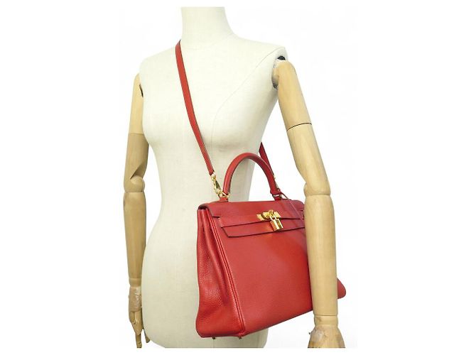 Hermès BORSA A MANO HERMES KELLY II RETOURNE 32 2013 IN PELLE ROSSA BORSA A TRACCOLLA - vista 9