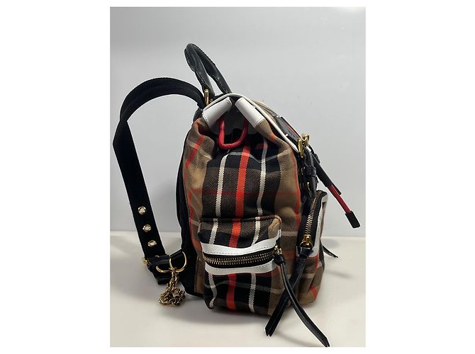 Zaino in tela a quadri Nova Check marrone BURBERRY Nero Bianco Rosso Beige - vista 4