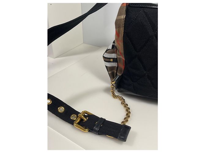 Zaino in tela a quadri Nova Check marrone BURBERRY Nero Bianco Rosso Beige - vista 8