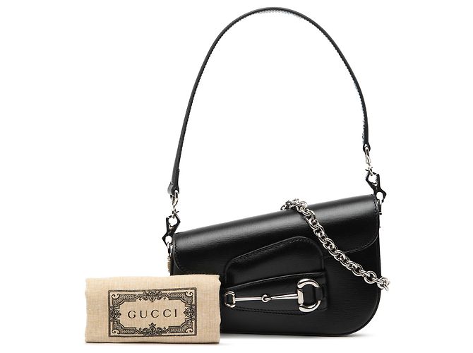 Bolsa de couro marrom assimétrica Gucci Horsebit 1955 mini - vista 8
