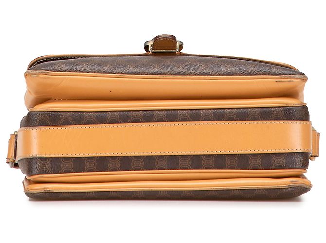 Céline Borsa a tracolla in tela rivestita Macadam marrone di Celine - vista 3