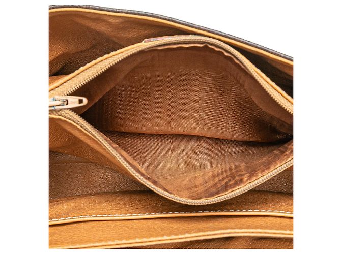 Céline Borsa a tracolla in tela rivestita Macadam marrone di Celine - vista 4