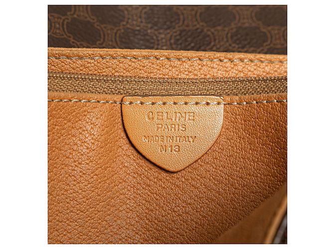 Céline Borsa a tracolla in tela rivestita Macadam marrone di Celine - vista 5