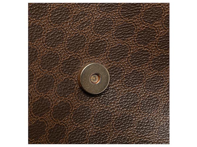 Céline Borsa a tracolla in tela rivestita Macadam marrone di Celine - vista 7